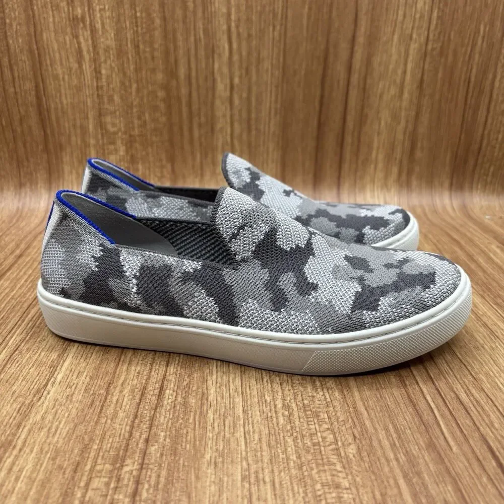 Rothy's The Kids Sneaker US Kids Sz 4 Gray  Camo Recycled Slip‎ Ons Worn Once
